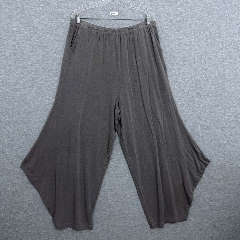 Bryn Walker Womens XL Grey Brown Siro Rayon Batwing Wide Leg Cropped Pants
